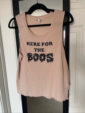 VGUC Express One Eleven Pale Pink Tank with Black Sequin 'Boos' Graphic ~ Small